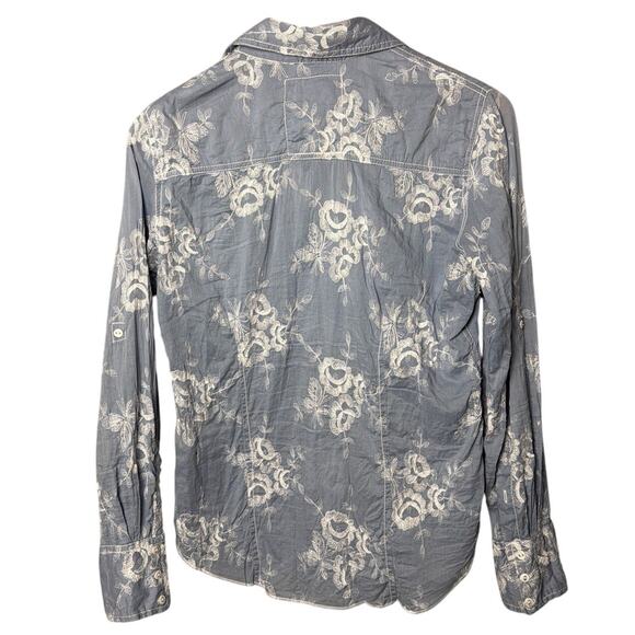 Cino Mimosa Vintage Blue Embroidered Button Down Shirt XS Quiet Luxury Capsule - Picture 4 of 10